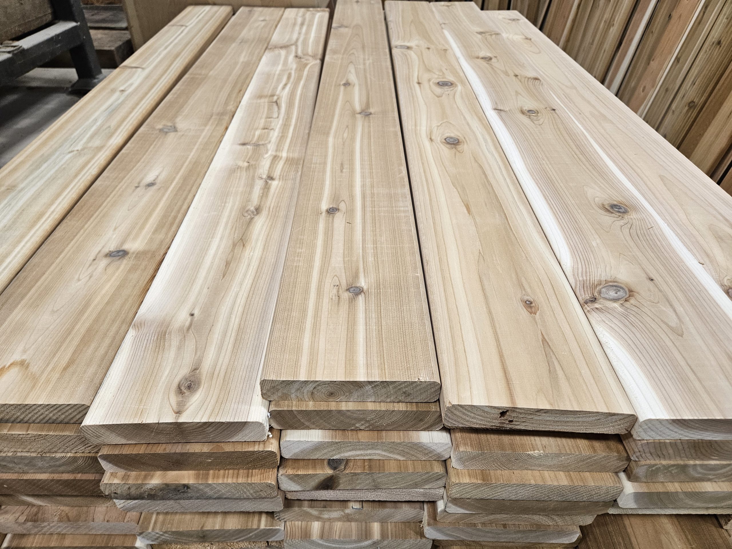 Premium pressure-treated lumber for wood deck construction
