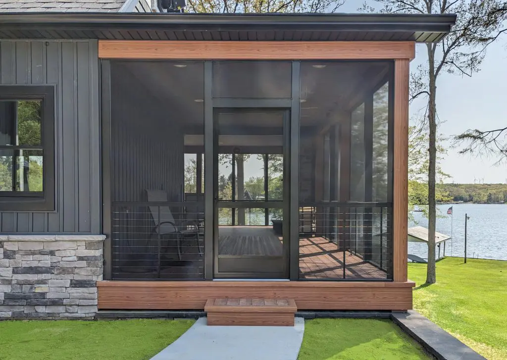 Modern screened porch enclosure